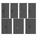 Stylish Black Security Doors Featuring Modern Panel Designs And Multiple Handle Styles 3d model