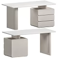 Sleek Modern Table And Chair Set With White Top Fluted Columns And Multiple Drawers