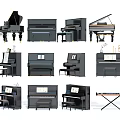 Assorted Acoustic Piano Collection Featuring Grand Upright Models Stools And Music Stands