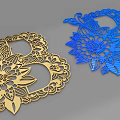 3D Letter B Design With Intricate Floral Patterns In Gold And Blue