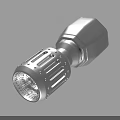 Gray Industrial Mechanical Component With Hexagonal Head And Perforated Cylindrical Section