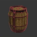 Traditional Wooden Barrel With Metal Hoops For Household Storage And Decorative Use