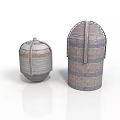 Woven Storage Containers in Large and Small Sizes With Striped Design and Bundled Straps