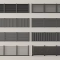 Modern Metal Railings With Various Horizontal Vertical And Slatted Design Patterns 3d model