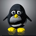 Cute Penguin Toy With Big Eyes Blue Body White Belly Yellow Beak Feet