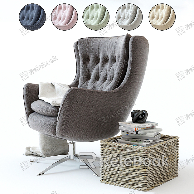 Modern Single Sofa Leisure Chair Storage Basket Books model