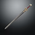 Elegant Decorative Sword With Metallic Blade Red Hilt And Golden Accents