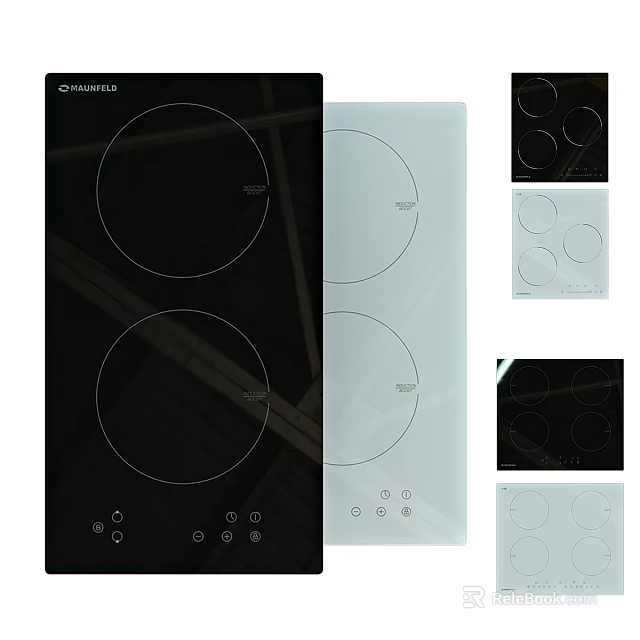Modern Electric Cooktops With Black And White Glass Panels And Heating Zones 3d model 