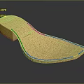 Beige Curved High Heel Shoe Sole Featuring Leather Texture And Red Stitching