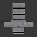 Industrial Long Passage Interior With Concrete Walls Metal Vents And Ceiling Lighting