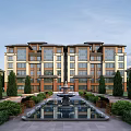 modern residential building multi-storey residence 3d model