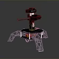 Black Robot With Mechanical Arm And Metal Frame Structure On Gray Reflective Surface