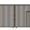 Modern Brown Metal Entrance Gate With Vertical Slats And Double Doors