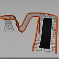 Indoor Red Frame Climbing Play Equipment With Net Structure Ramp And Modern Design