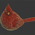 Red Cardinal Bird With Red Feathers Yellow Beak And Dark Background Side View