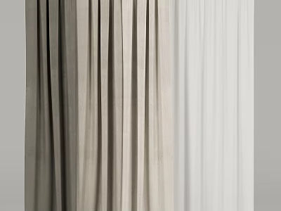 Soft Gray And White Linen Curtains For Modern Home Interior Window Treatment 3d model