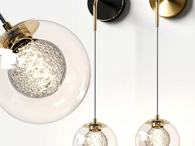 Modern Wall Lamp With Glass Globe Shade Black And Gold Metal Finish For Interior Decor 3d model
