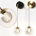 Modern Wall Lamp With Glass Globe Shade Black And Gold Metal Finish For Interior Decor