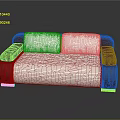 Modern White And Red Multi Seater Sofa With Fabric Upholstery And Metal Legs
