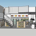 Supermarket Department Store Interior Layout With Shelves Products Staircase And Counter