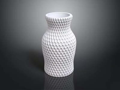 Modern White Ceramic Vase With Honeycomb Texture On Black Background 3d model