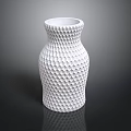Modern White Ceramic Vase With Honeycomb Texture On Black Background