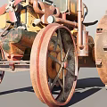 Vintage Rustic Agricultural Tractor With Large Wheels And Exposed Mechanical Parts