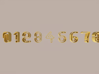 Elegant Golden Number Decorative Ornament Set With 3D Design For Home Decor 3d model