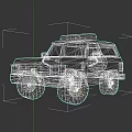 Cartoon Style Green Police Car with Roof Police Lights and Mountain Badge Design