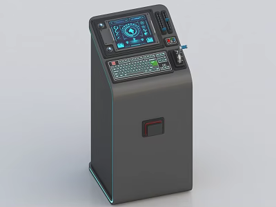Public Facility Self Service Terminal With Display Screen Keypad And Control Lever 3d model