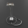 Stylish Modern White Headphone Speaker With Stand Base And Coiled Cable 3d model