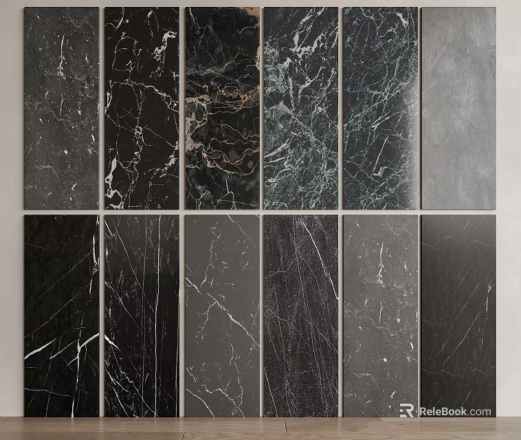 Modern Interior Wall Panels With Various Marble Textures And Color Options 3d model 