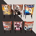 Artistic Colorful Graffiti Accent Chair With Leather Upholstery And Unique Pattern