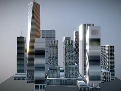 Modern Urban Skyscrapers With Glass Facades And Contemporary Architecture Design 3d model