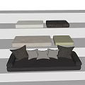 Grey Sofa With Beige Green Cushions And Multiple Soft Pillows For Home Living