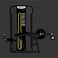 Home Fitness Equipment Black Multi functional Trainer With Yellow Cables Adjustable Seat And Weight Plates