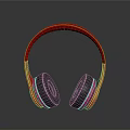 Red Over Ear Headphones With Glowing Lights And Reflective Surface