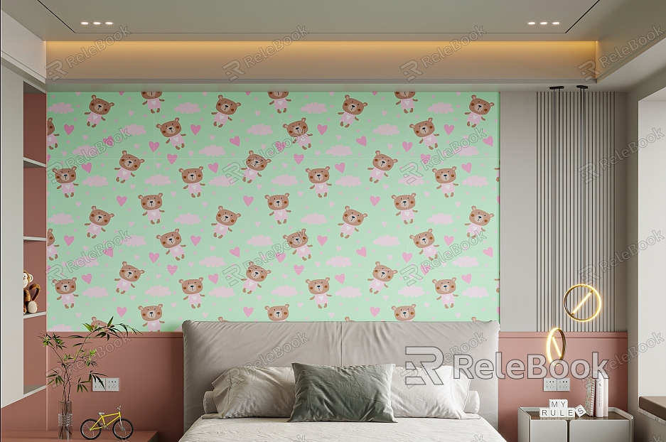 Children's bedside background wall background wallpaper model