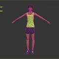 Game Movie Character Short Hair Wearing Yellow Tank Top Dark Shorts Blue Shoes Arms Outstretched