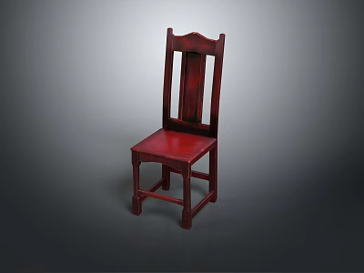 Red Wooden Leisure Chair with Simple Backrest Design and Sturdy Structure 3d model