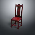 Red Wooden Leisure Chair with Simple Backrest Design and Sturdy Structure