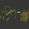 Wooden Furniture Components With Bunk Bed Frame And Unassembled Planks Structure