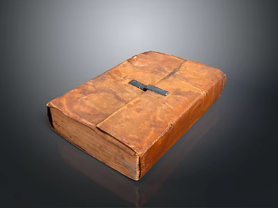 Ancient Brown Leather Bound Book With Metal Clasp And Classic Design 3d model