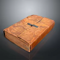 Ancient Brown Leather Bound Book With Metal Clasp And Classic Design