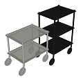 Multi Tier Rolling Storage Carts With Mesh And Solid Shelves In Gray And Black 3d model
