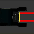 Modern Industrial Forklift With Black Cab Yellow Body And Red Forks