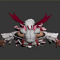 Anime Style Game and Movie Character With Silver White Hair Pink White Off Shoulder Outfit