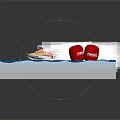 High Speed Yellow White Speedboat With Number 38 FedEx Logo Racing On Splashing Water 3d model