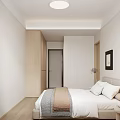Modern Bedroom Interior Design With Comfortable Bed Wooden Nightstand And Framed Wall Art