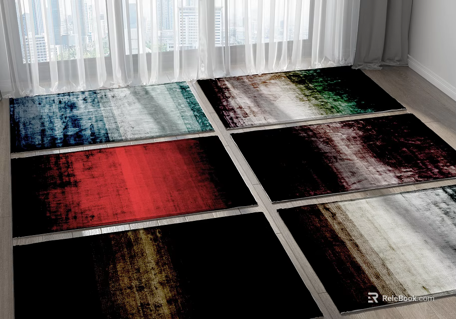 Colorful Square Rugs With Gradient Color Patterns For Modern Living Room Floor Decor 3d model 